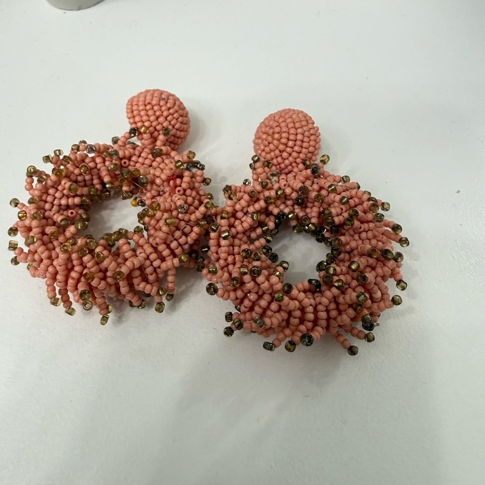 Elegant Beaded Hoop Earrings - Picture 3 of 5